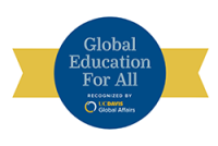 graphic with text global education for all with the uc davis global affairs logo
