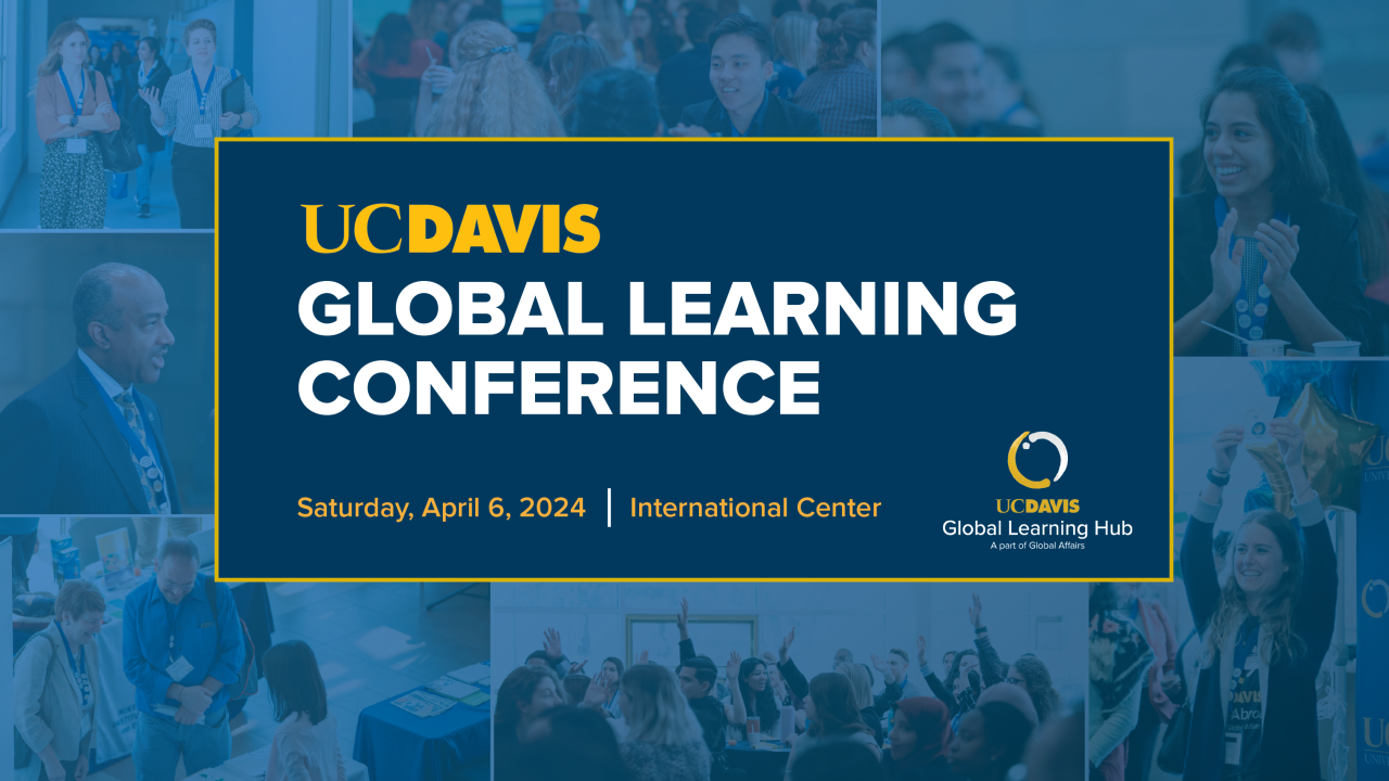 Graphic with text: UC Davis Global Learning Conference