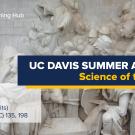 UC Davis Global Learning Hub banner for the Summer Abroad program ‘Science of the Mind’ in Bologna, Italy, with a background image of a detailed marble sculpture featuring figures in motion.